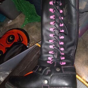 Pink & Black Biker Boots